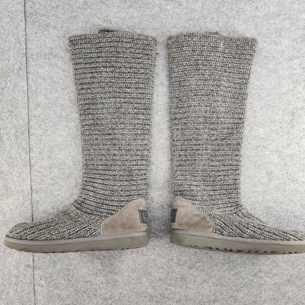 UGG Lattice Cardy Grey Knit Tall Sheepskin Lining Boots Womens 7 5819 - Picture 2 of 8
